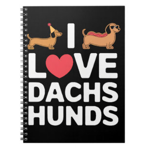 I Kärlek Dachshunds Roligt Illustration med Coola Anteckningsbok