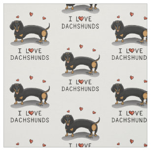 I Kärlek Dachshunds (svart och tan) Cute hund Tyg