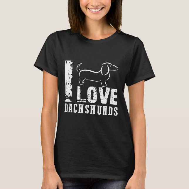 I Kärlek Dachshunds T Shirt (Framsida)