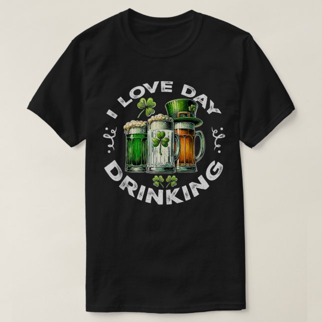 I Kärlek Dag dricker St patricks day öl T Shirt (Design framsida)