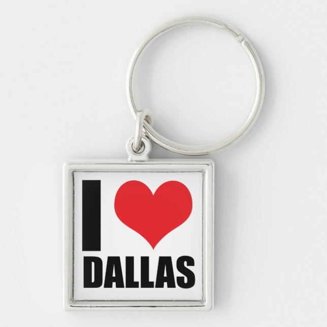 I kärlek Dallas Fyrkantig Silverfärgad Nyckelring (Framsidan)
