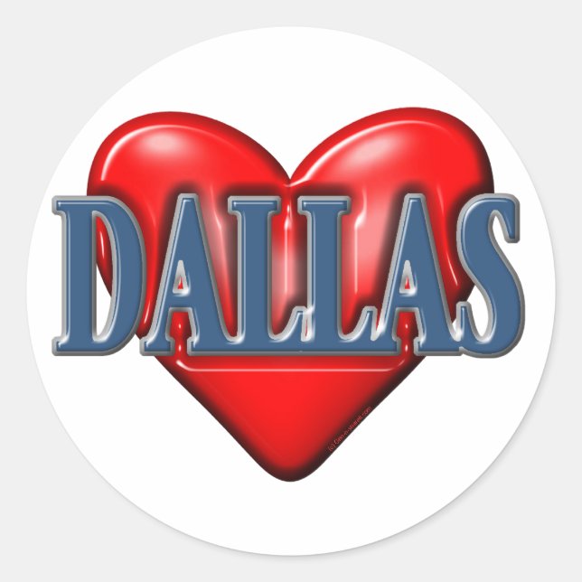 I kärlek Dallas Texas Runt Klistermärke (Framsida)