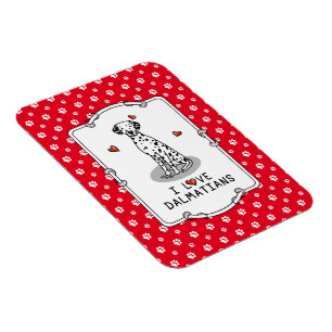 I Kärlek Dalmatier (svart 1) Hearts Cute Magnet