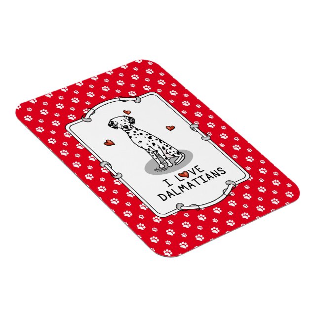 I Kärlek Dalmatier (svart 1) Hearts Cute Magnet (Högersidan)