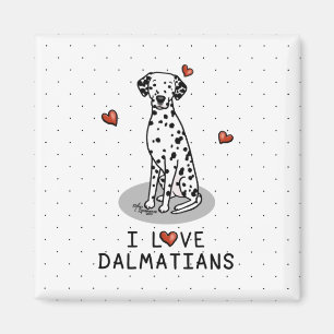 I Kärlek Dalmatier (svart 1) Hearts Cute Magnet