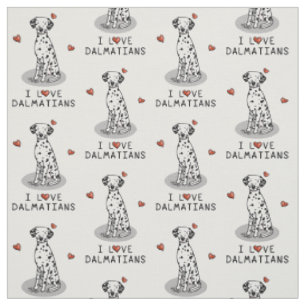 I Kärlek Dalmatier (svart 1) Hearts Cute Tyg
