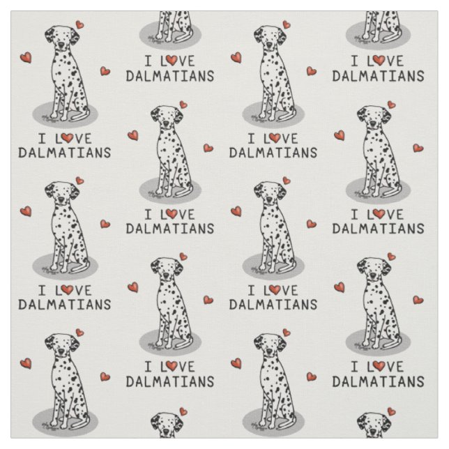 I Kärlek Dalmatier (svart 1) Hearts Cute Tyg (Provkarta)