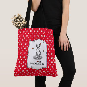 I Kärlek Dalmatier (svart 1) Hearts Cute Tygkasse