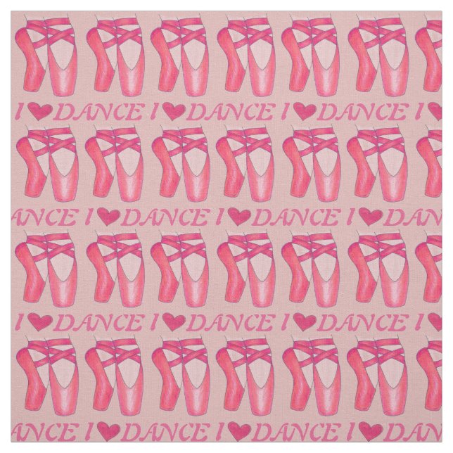 I Kärlek Dance Rosa Ballerina Ballet Toe Pointe Sh Tyg (Provkarta)