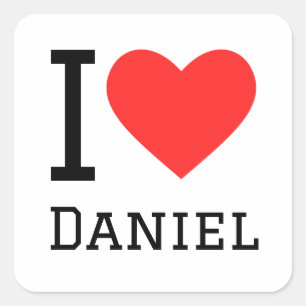 I kärlek daniel fyrkantigt klistermärke