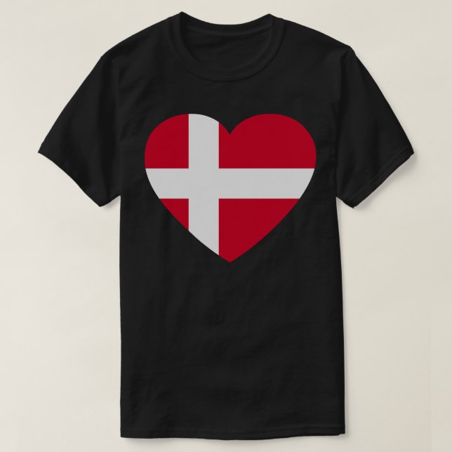 I Kärlek Danmark HeartShaped Danish Flagga T Shirt (Design framsida)