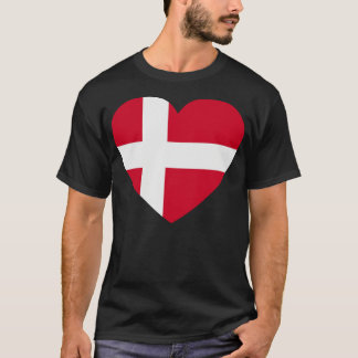 I Kärlek Danmark HeartShaped Danish Flagga T Shirt