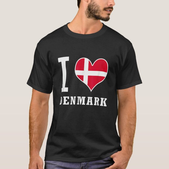 I Kärlek Danmark Jeg Elsker Danmark T Shirt (Framsida)