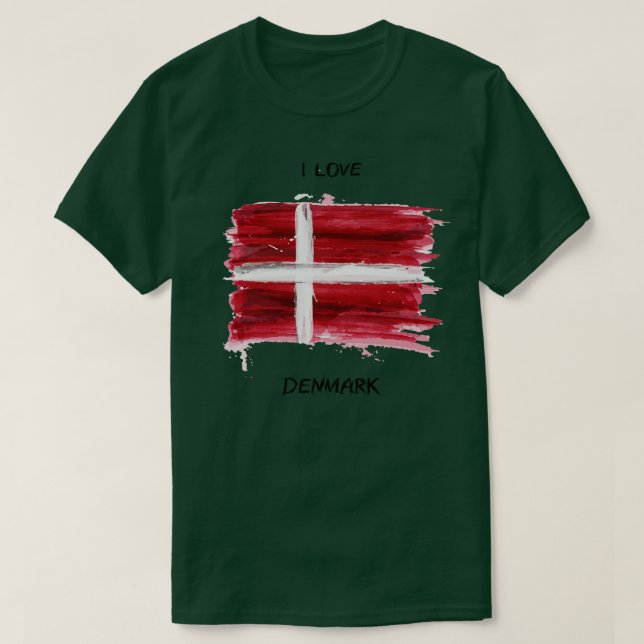 I Kärlek Danmark Mitt hem Land T Shirt (Design framsida)