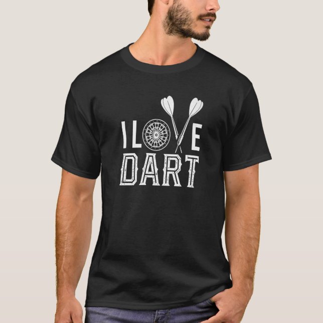 I Kärlek Dart Team Player Darts Throw T Shirt (Framsida)