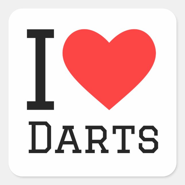 I kärlek darts fyrkantigt klistermärke (Framsida)
