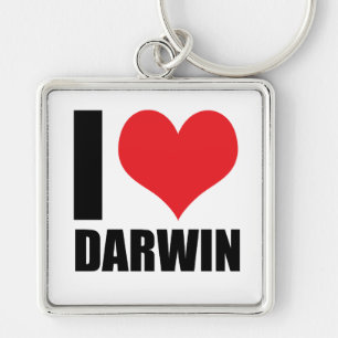 I kärlek Darwin Fyrkantig Silverfärgad Nyckelring