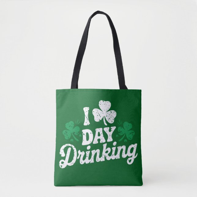 I Kärlek Day Drinking Funny St patrick's day Irish Tygkasse (Framsida)