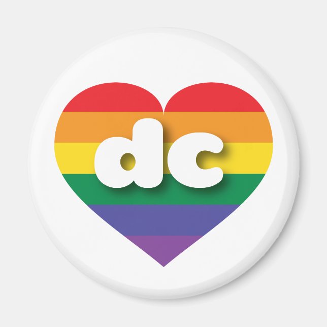I kärlek DC Gay pride Rainbow Heart Magnet (Framsidan)