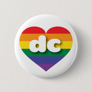 I Kärlek DC Rainbow Heart Knapp