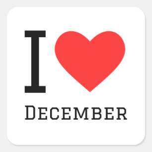 I kärlek december fyrkantigt klistermärke