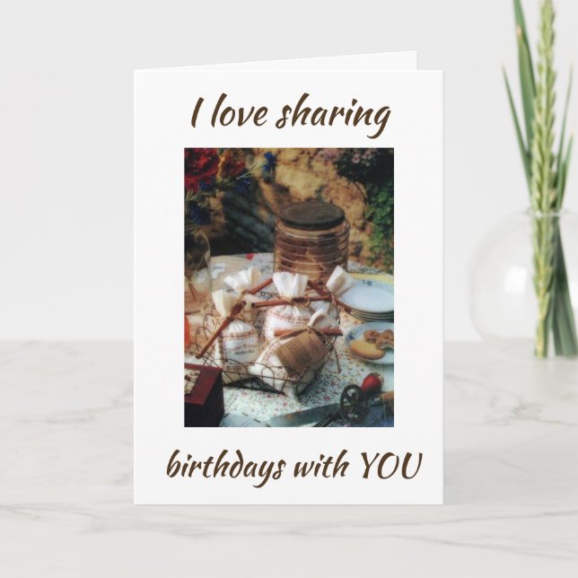 I KÄRLEK **DELA MIN BIRTHDAY MED DIG** KORT (Framsida)