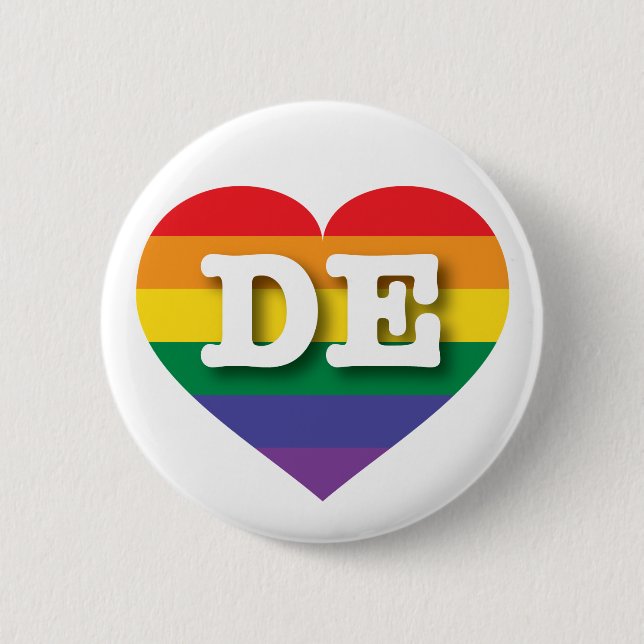 I kärlek Delaware Gay pride Rainbow Heart Knapp (Framsida)