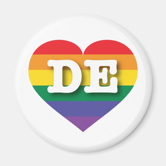 I Kärlek Delaware Rainbow Heart Magnet (Framsidan)