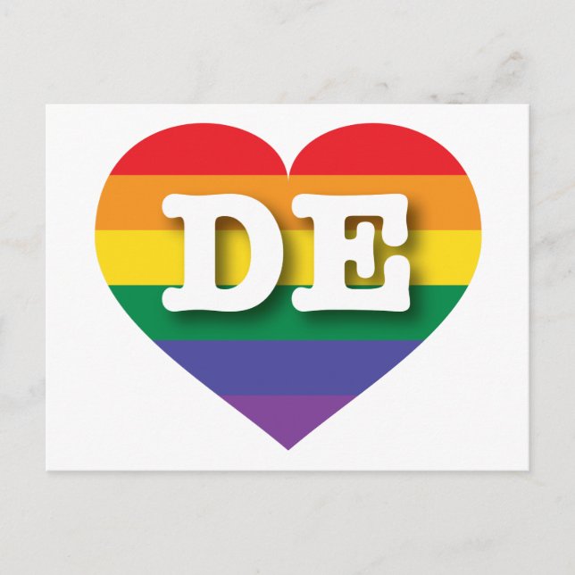 I Kärlek Delaware Rainbow Heart Vykort (Framsida)