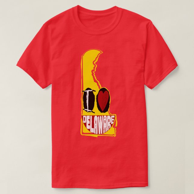 I Kärlek Delaware Sleende Lycklig Ansikte T Shirt (Design framsida)