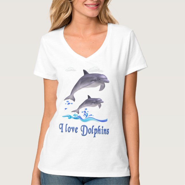 I kärlek-delfiner t shirt (Framsida)