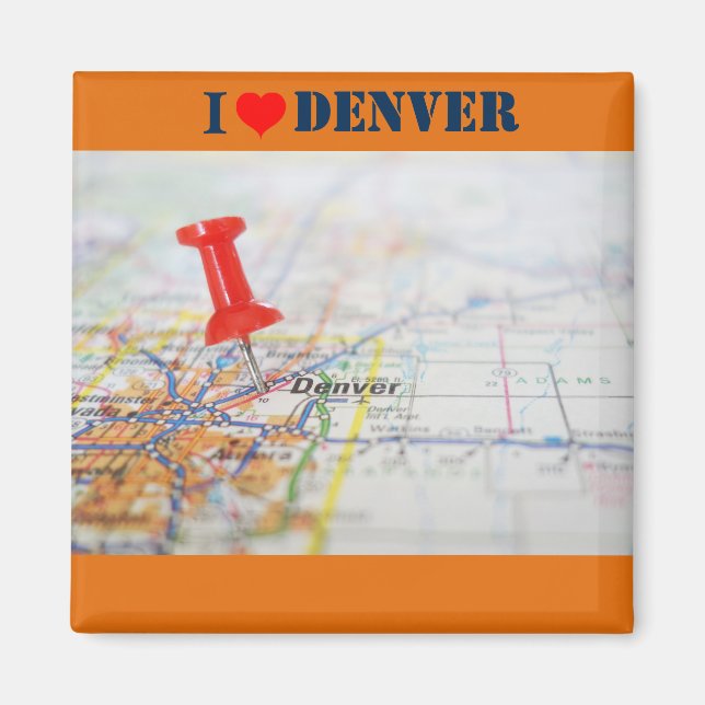 I Kärlek Denver Karta Magnet (Framsidan)