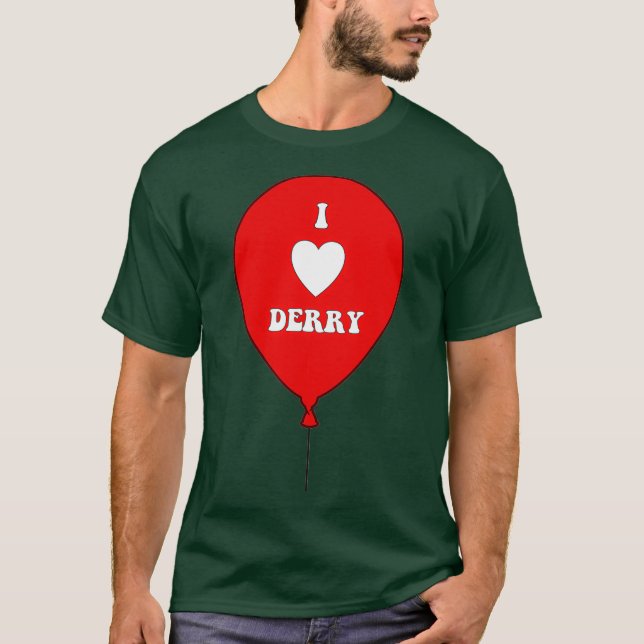 I KÄRLEK DERRY on Red Balloon I Heart Derry Maine T Shirt (Framsida)