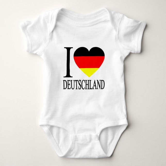 I Kärlek Deutschland Tyskland German Flagga Heart T-shirt (Framsida)