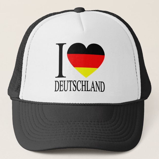 I Kärlek Deutschland Tyskland German Flagga Heart Truckerkeps (Framsida)