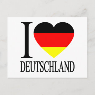 I Kärlek Deutschland Tyskland German Flagga Heart Vykort