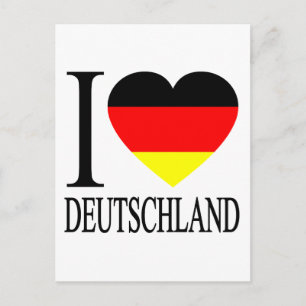 I Kärlek Deutschland Tyskland German Flagga Heart Vykort