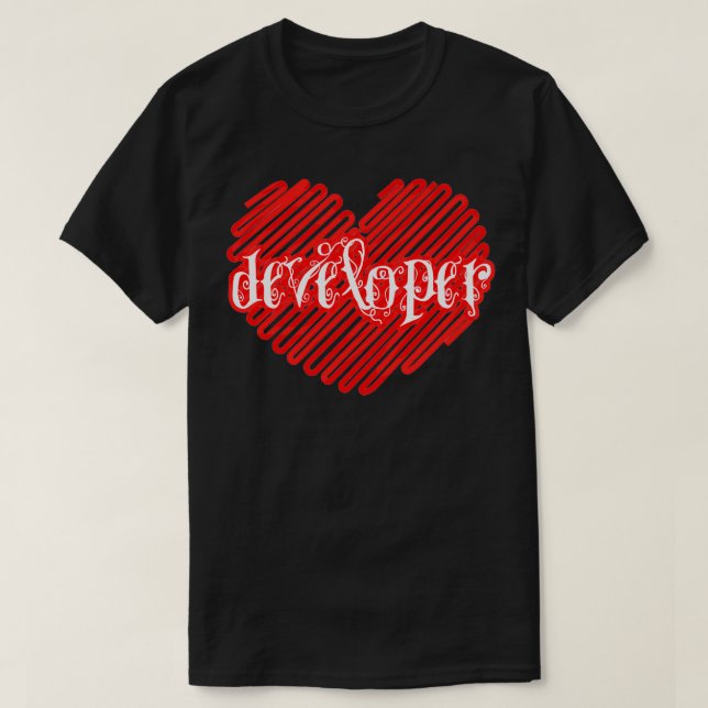 I Kärlek Developer Heart T Shirt (Design framsida)