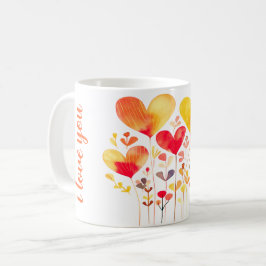 "I KÄRLEK DIG" ENKLA KLASSIC BOHO HEART PETALS KAFFEMUGG