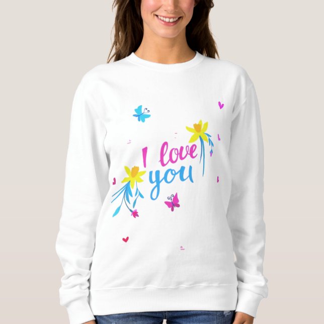 I Kärlek dig med blommor och fjäril T Shirt (Framsida)