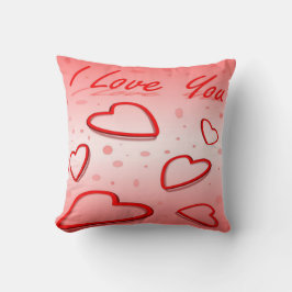 I Kärlek dig med Hearts Rosa Background Kudde