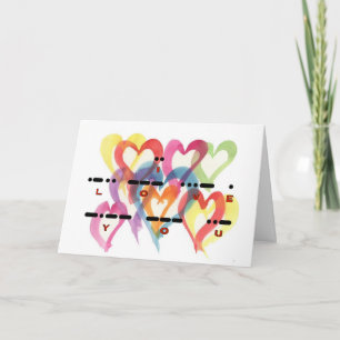 I Kärlek dig Morse Code Multi-Hearts Card Kort