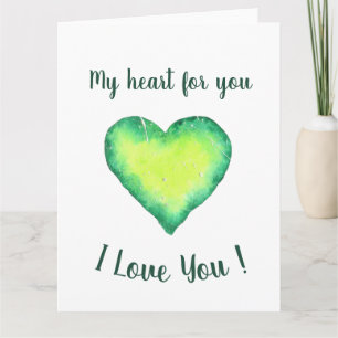 I Kärlek, din Grönt och Blue Heart Valentine Day Kort