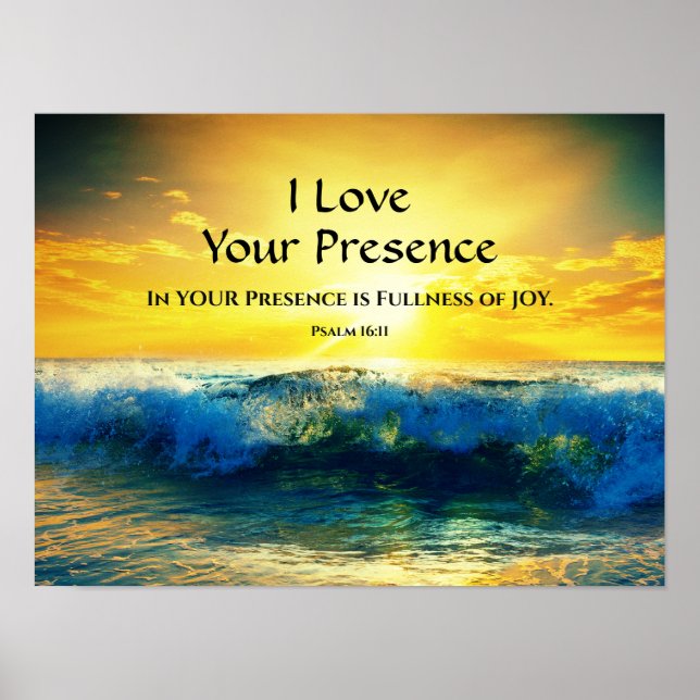 I Kärlek, din närvaro, psalm 16:11 Ocean Sunset Poster (Framsidan)