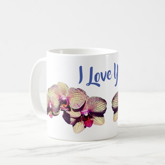 I Kärlek, din orchid Flower Kaffemugg (Framsida vänster)