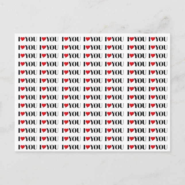I Kärlek Din röda hjärtemoderna typografi mönster Vykort (Framsida)