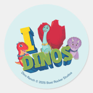 I Kärlek Dinos   Dino Ranch Runt Klistermärke