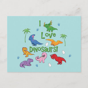 I Kärlek Dinosaurier! (Cute) Vykort