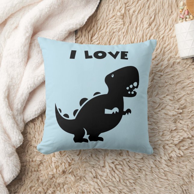 I Kärlek Dinosaurs Silhouette Art Kudde (Filt)