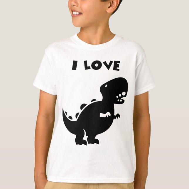 I Kärlek Dinosaurs Silhouette Art T Shirt (Framsida)